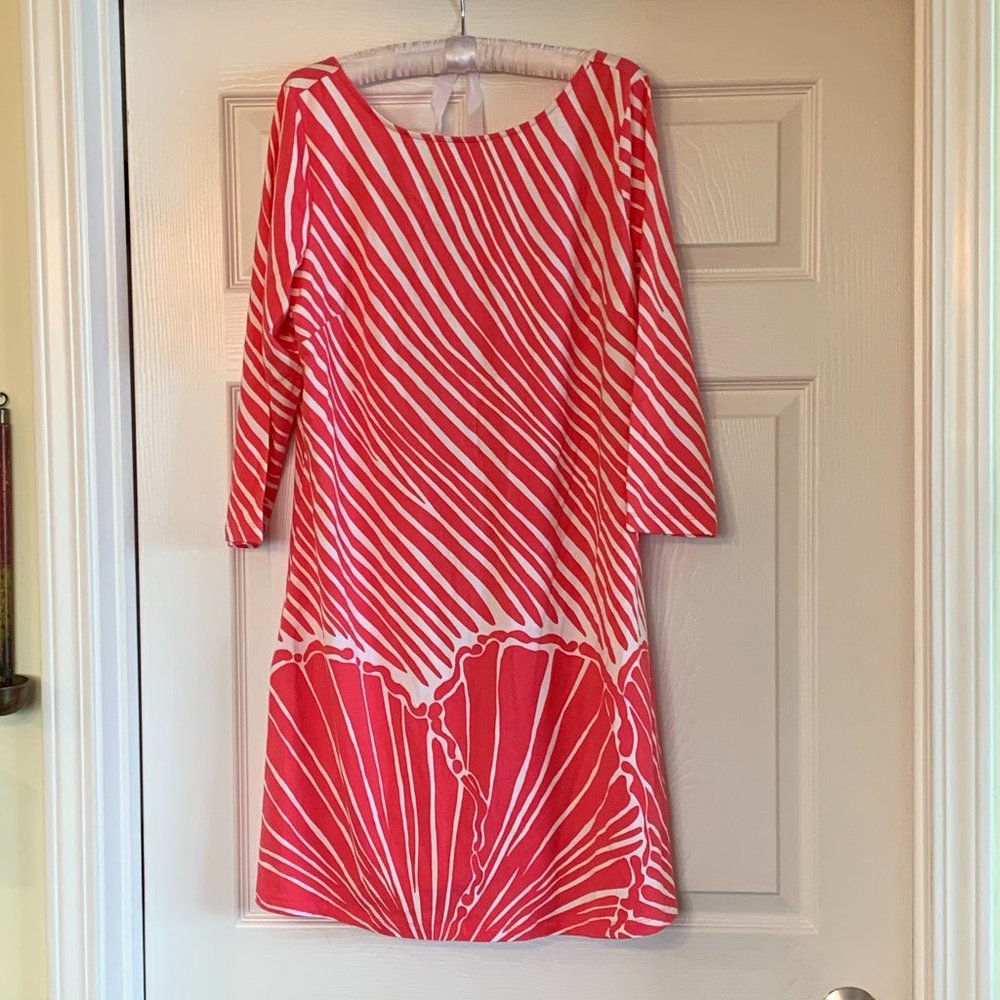 Lilly Pulitzer Dress XL Topanga Hot Pink and White